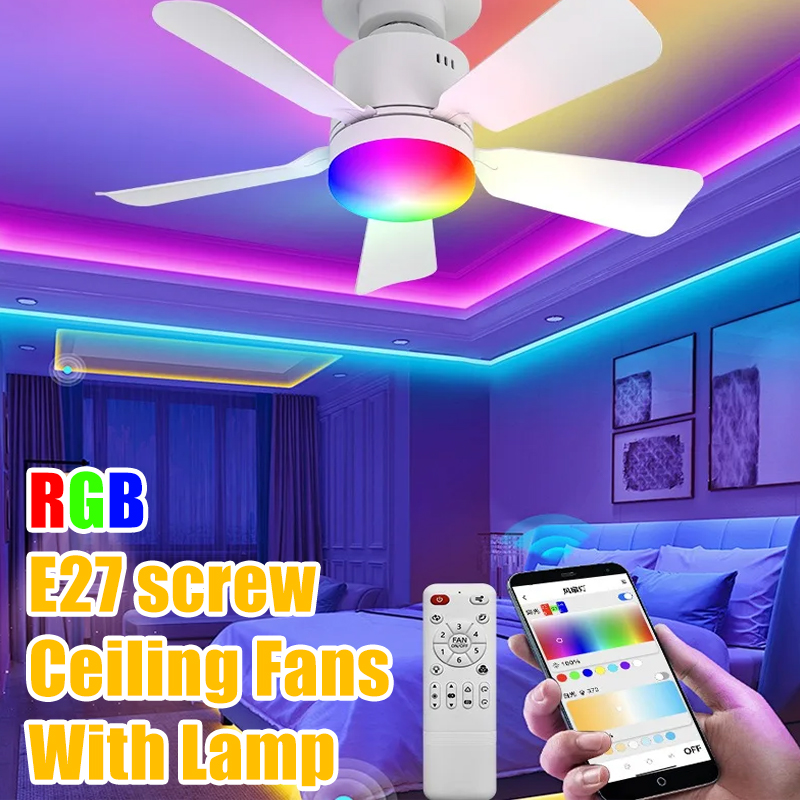 Smart Home Living Room - RGB LED Deckenventilator Lampen E27 Dimmbar