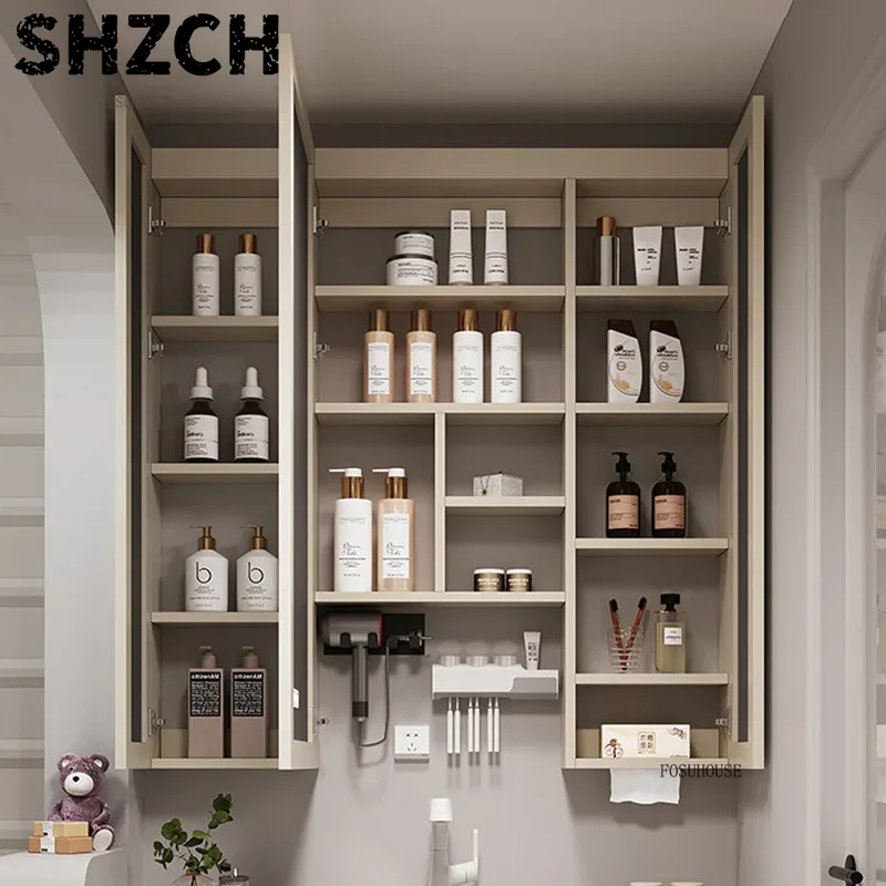 Smart Home Living Room - Moderner, verdickter Badezimmerspiegel mit integriertem Smart-Aufbewahrungsschrank,