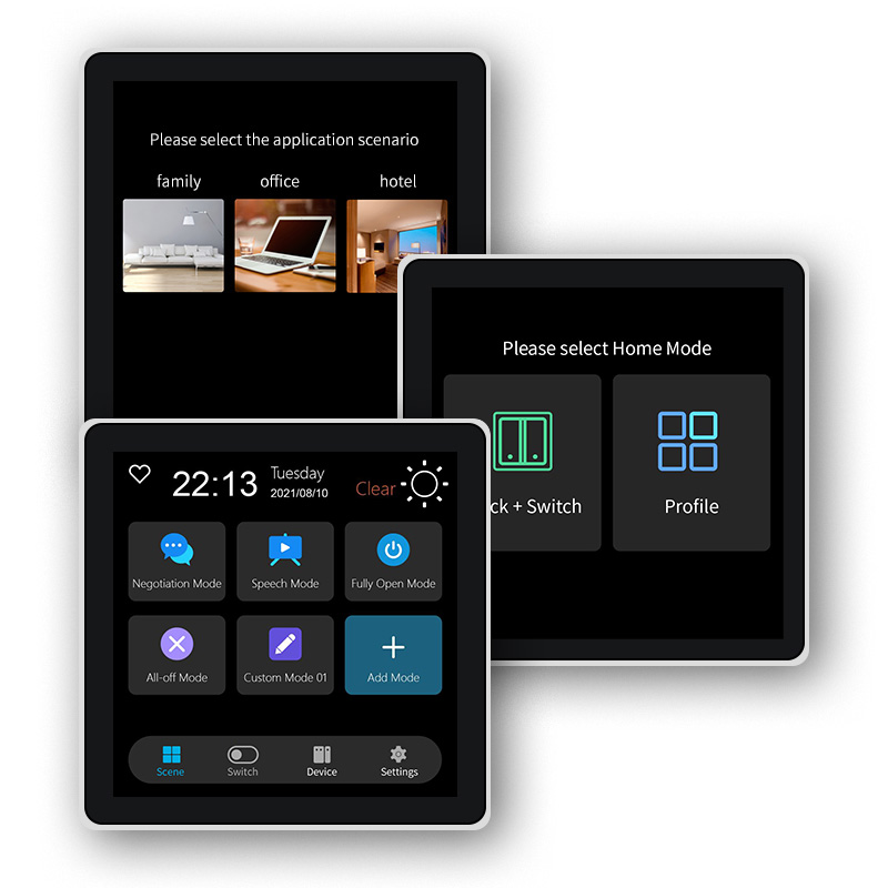 Smart Home Panel - FUERS 4-Zoll-Touchscreen, multifunktionaler intelligenter Wandschalter, T3E-Schalter,