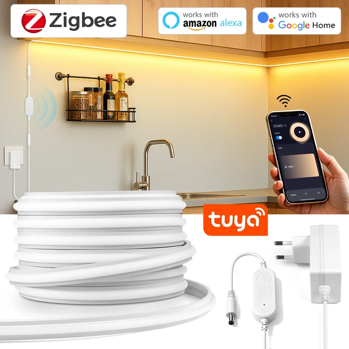 Smart Home Kitchen - Zigbee 3.0 24V Neon LED-Streifenlicht APP-Steuerung