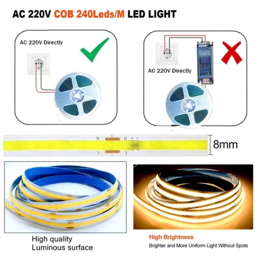 1–5 m COB-LED-Lichtleiste, 220 – Smart Home Living Room Bewertung und Preis