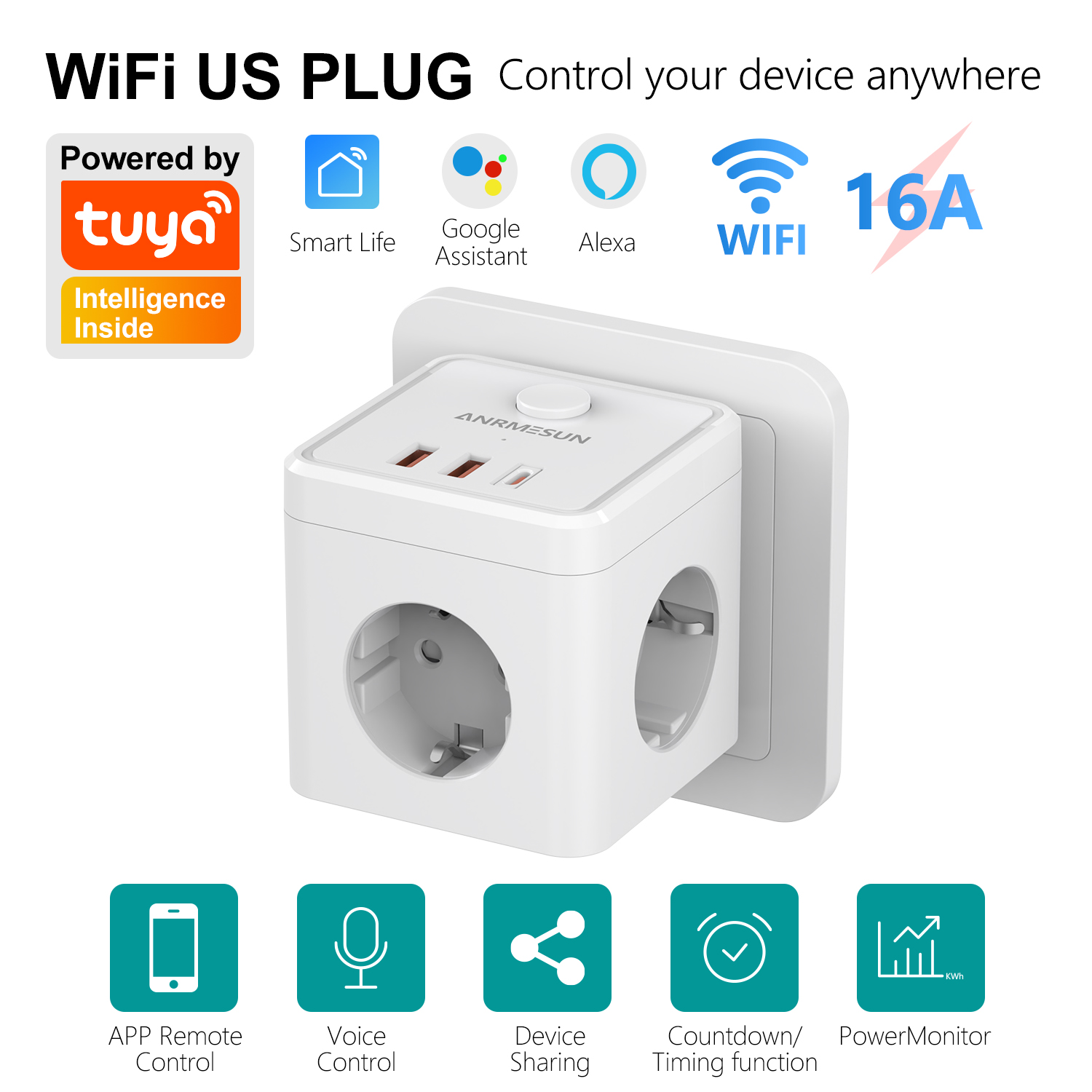3 EU-Steckdosen mit 2 USB-A un – Smart Home Utilities Bewertung und Preis